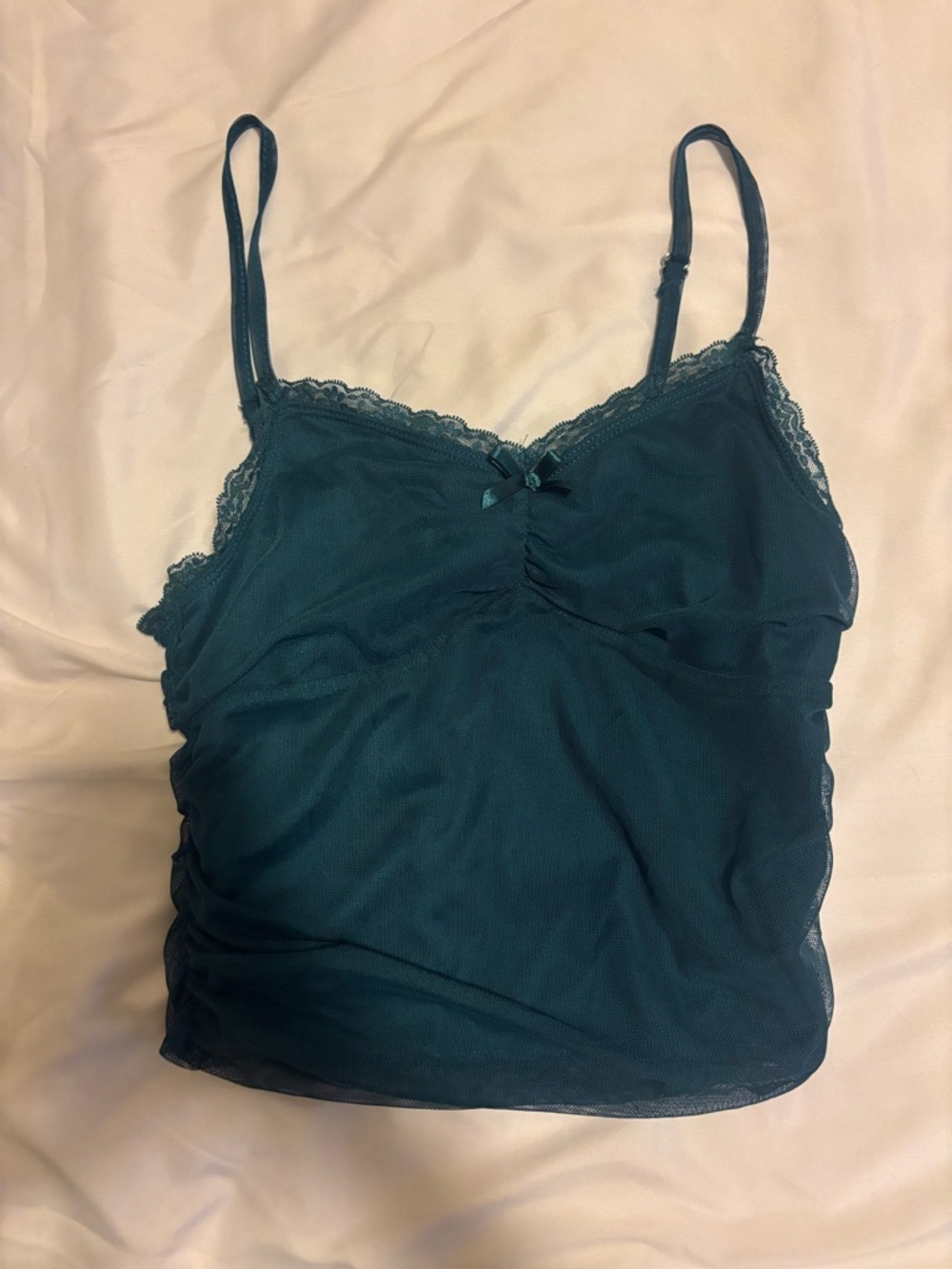 Forever 21 Teal Lace-Trim Camisole Tank Top